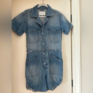 Pistola Parker Denim Shorts Romper Revolve